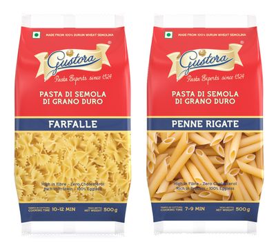 GUSTORA Combo of Farfalle Pasta and Penne Pasta, 1KG I Italian Pasta Combo I Made of Durum Wheat I Vegetarian I Rich in Protein & Fibre I Zero Cholesterol I No Trans-fat I Cooking Time of 10 Mins