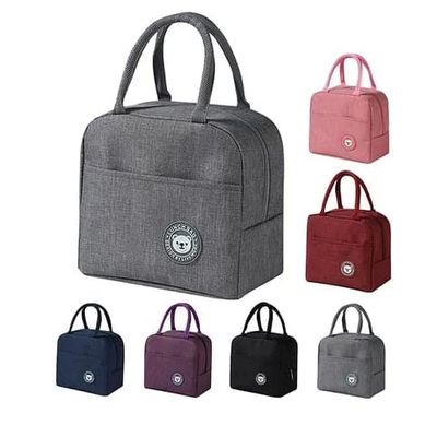 K.B. SALES Lunch Bag Portable Travel Tiffin Bag Thermal Food Canvas Stripe Insulated Cooler Bags Thermal Food Picnic Lunch Bags Kids for Office, College & School Lunch Bag 1 PCS (Random Color)