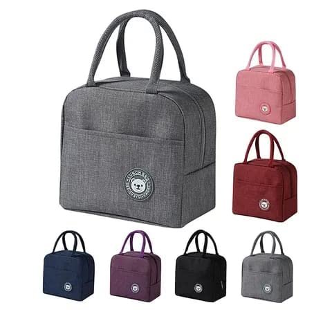 K.B. SALES Lunch Bag Portable Travel Tiffin Bag Thermal Food Canvas Stripe Insulated Cooler Bags Thermal Food Picnic Lunch Bags Kids for Office, College & School Lunch Bag 1 PCS (Random Color)