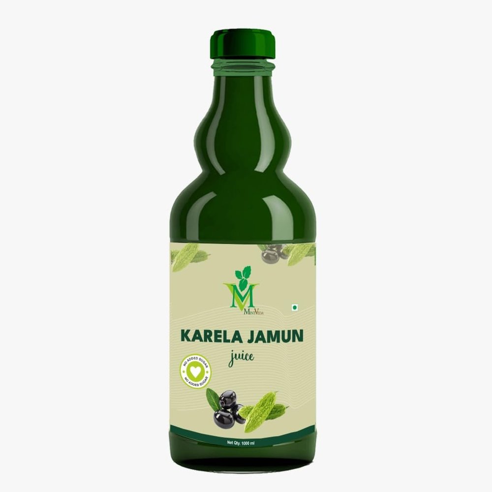 Mint Veda 100% Pure Natural Karela Jamun Juice Which Controls SBlood Sugar, Lowers Bad Cholesterol Naturally, Sugar Free Healthy Herbal Juice, 1 Litre