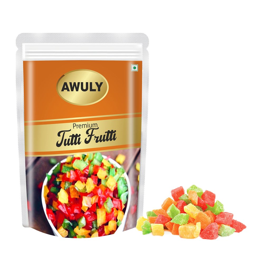 AWULY Fresh and Natural Tutti Frutti Mix Pack (Cherries Fresh Fruits) Tutti Fruit Tuttiy Frutti Topping for cakes Decoration, ice cream, Bread and Pastries 1000 Grams Pouch
