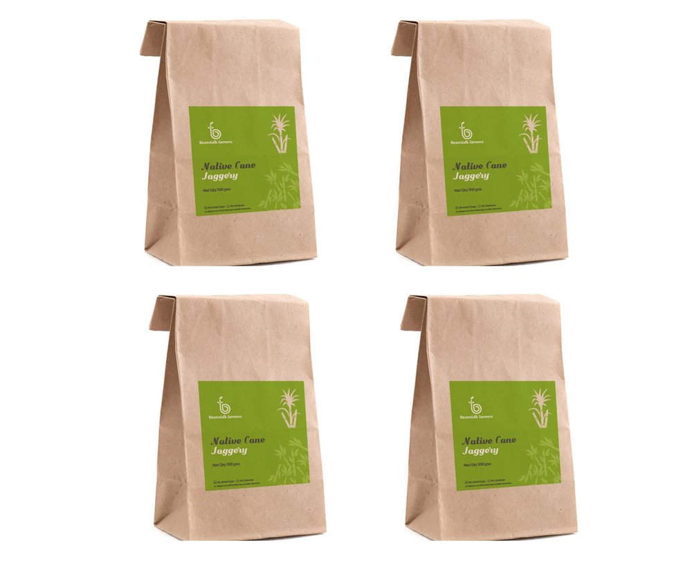 Beanstalk Farmers Pure and Natural Native Cane Jaggery (Pack of 2) (500 gram Each)