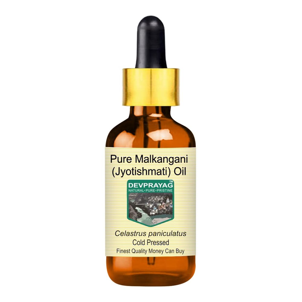 Devprayag Pure Malkangani (Jyotishmati) Oil (Celastrus paniculatus) | Cold Pressed & Natural | Brain & Memory Support | For Skin, Massage & Blending | With Glass Dropper | 30ml
