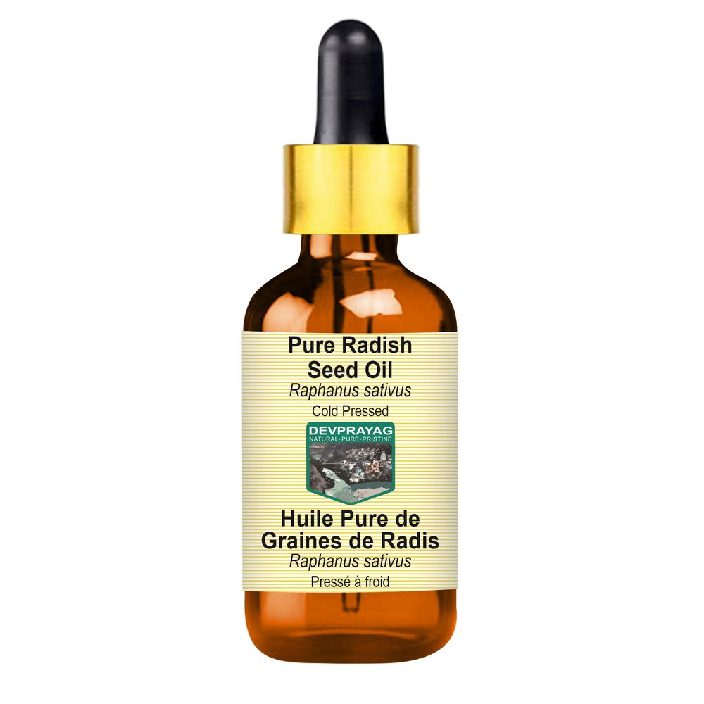 Devprayag Pure Radish Seed Oil (Raphanus sativus) with Glass Dropper | Cold Pressed | Natural | Undiluted | For Diluting Essential Oils | For Skin & Massage | Men & Women | 50ml