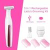 Exxelo 3 IN 1 Women Electric Eyebrow Trimmer Face Shaver Painless Hair Remover Epilator Portable Female Body Blade view 3
