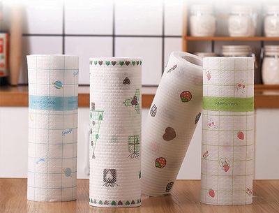 ARANKA Non-Woven Reusable and Washable Kitchen Printed Tissue Roll Non-stick Oil Absorbing Paper Roll Kitchen Special Paper Towel Wipe Paper Dish Cloth Cleaning Cloth