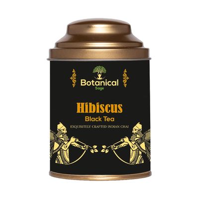 Botanical Sage- Hibiscus Black tea 100g With Free Tea Infuser | Darjeeling Black tea With Hibiscus | Selelcted | Luxury