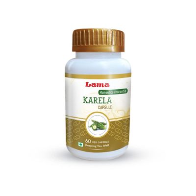 Lama Karela Capsule (Momordica charantia), With Pure Natural Extracts of Karela, Helps to control blood sugar level and healthy digestion, Natural Blood Purifier for Glowing Skin (Each capsule 500 mg) - 60 Vegetarian Capsules