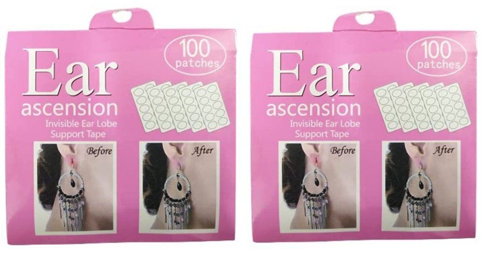 Beauty Tool Invisible Ear Lobe Support Tape for women and girls (Transparent, Free Size)| 100PCS | (Pack of 2)