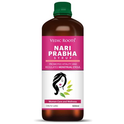 VEDIC ROOTS Ayurvedic Nari Prabha Women Health Care Syrup|PCOS PCOD & Irregular Periods Balance Tonic/Supplement|Leucorrhoea,White Discharge,Periods Pain & Body Ache Relief Medicine - 500 ML