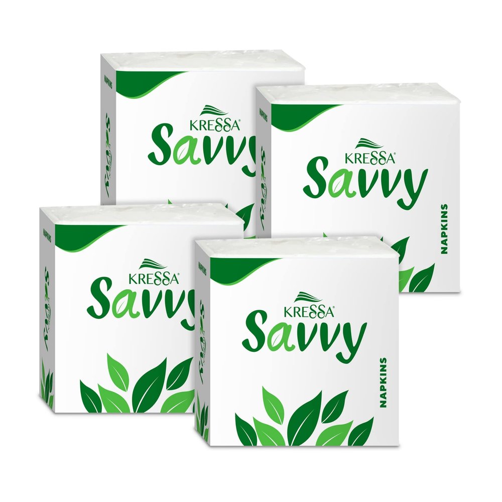 Kressa Savvy Tissue Paper Napkins 1 Ply | 80 X 4 (320 Pulls) (Pack of 4)