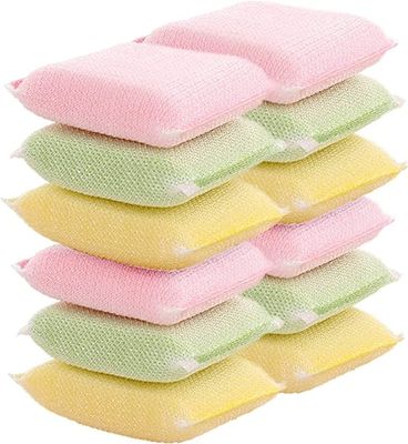 Magic Providers Active Jumbo Mesh 5X Super Sponge Scrub - Pack of 12 Scratch Proof Kitchen Utensil Scrubber Pads for Dishwashing, Bathroom and Toilet Cleaning, 19mm, Multicolor