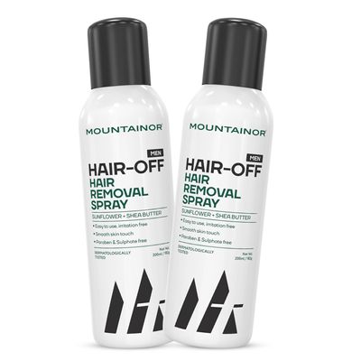 MOUNTAINOR Hair Removal Cream Spray For Men Painless Hair Removal For Chest, Back, Arms, Legs & Under Arms Natural & Safe Certified (Dermatologically Tested) Pack of 2