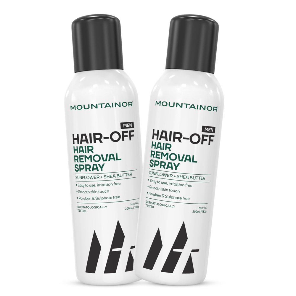 MOUNTAINOR Hair Removal Cream Spray For Men Painless Hair Removal For Chest, Back, Arms, Legs & Under Arms Natural & Safe Certified (Dermatologically Tested) Pack of 2