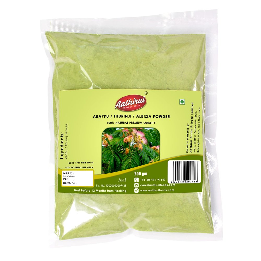Aathirai Arappu / Thurinji / Alibizia Powder | 200 GMS | 100 % Natural, Pure | Alibizia Amara Powder for Hair Wash | No Artificial Flavor / Preservative