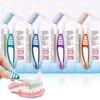 Mckkor Denture Brush 4 Pack Cleaning Brush,Double Sided Denture Toothbrushes, Multi-Layered Bristles & Ergonomic Rubber Anti-Slip Handle Denture Brush Toothbrush, for Denture Cleaning Care view 1