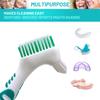 Mckkor Denture Brush 4 Pack Cleaning Brush,Double Sided Denture Toothbrushes, Multi-Layered Bristles & Ergonomic Rubber Anti-Slip Handle Denture Brush Toothbrush, for Denture Cleaning Care view 3