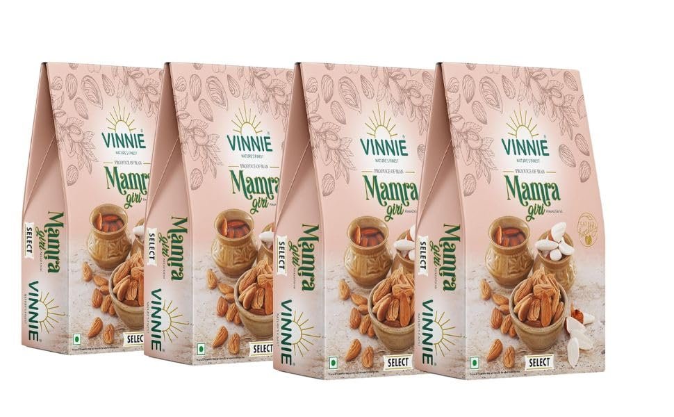 Vinnie Premium Mamra Almond 250g (Pack of 4) | Natural Fresh Badam Giri | Rich in Protein & Vitamin E | Naturally Sweet, Tasty & Nutritious | Energy-Boosting Dry Fruits | Healthy Lifestyle & Gifting