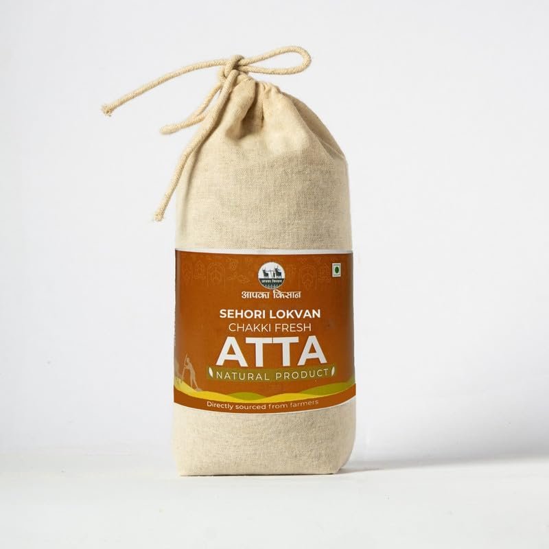 APKA KISAN | Sehori Lokvan Chakki Fresh Atta | 1 KG | Stone Grinded | Chemical & Pesticide Free | Organic | No Preservatives | Farmers of Sehore, Madhya Pradesh