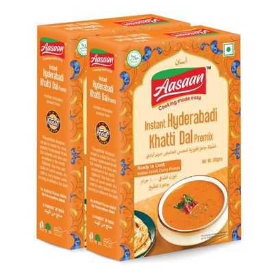 Aasaan Khatti Dal Premix 100gms, Ready to Cook Dal Mix, Instant Hyderabadi Khatti Dal Premix, Ready to Cook Khatti Dal Mix, Indian Lentil Curry Premix, Home Food With Hand Picked Flavours (Pack of 2)