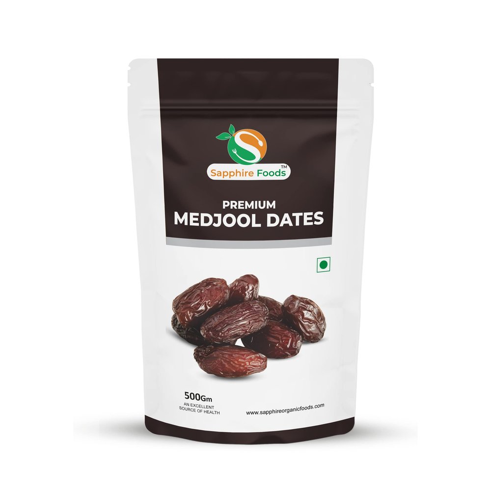 SAPPHIRE FOODS Medjool Premium Dry Dates Healthy & Nutrious Snack (Gluten Free, Non-GMO & Vegan). (500 Gram)