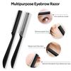 S.T. Friends 10Pcs Face Razor for Women, Dermaplaning Tool, Eyebrow Shaper Trimmer, Facial Shaver, Exfoliating, Peach Fuzz Removal, Black, Stainless Steel Handle view 4