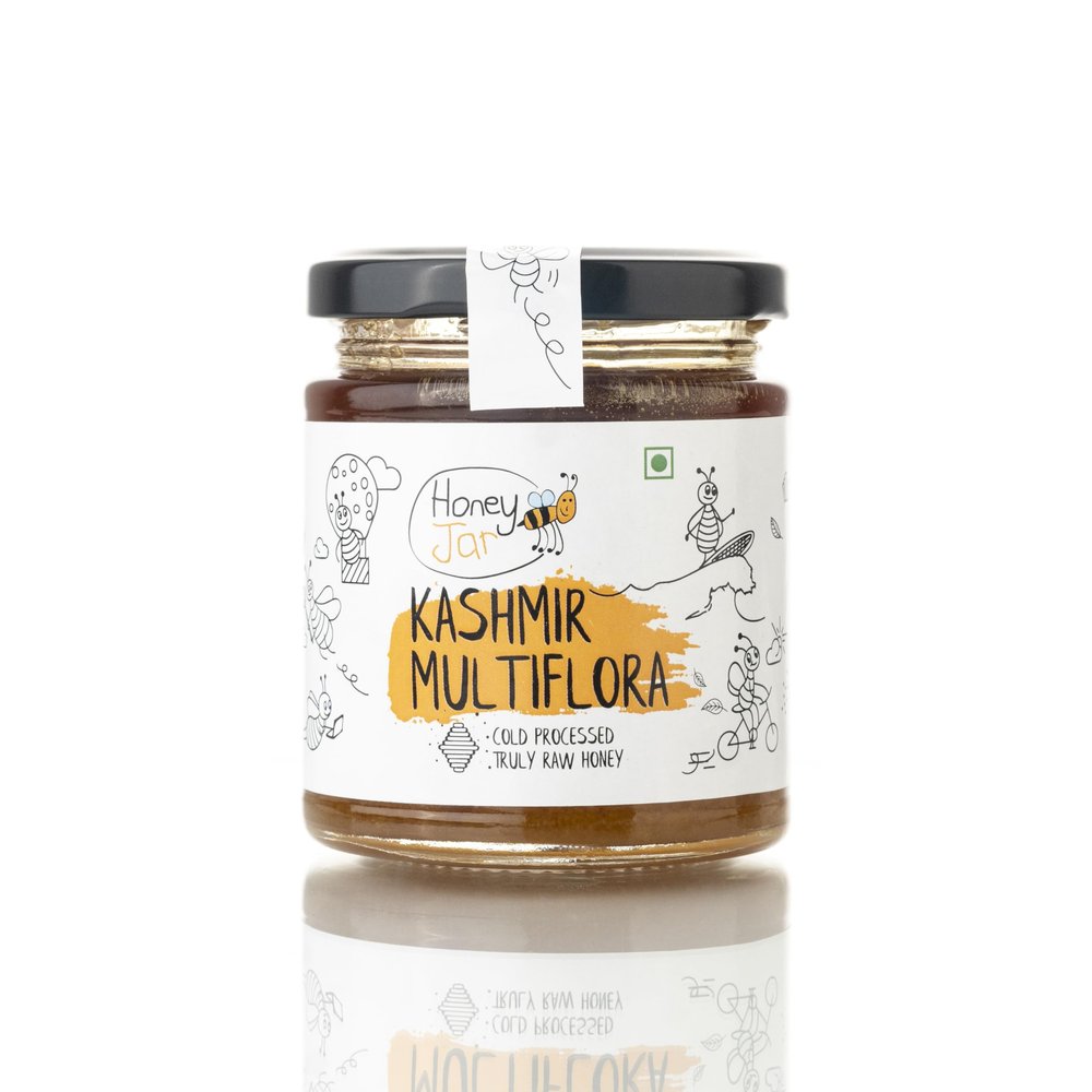 Honey All Day - Kashmir Multiflora Raw Honey | 100% Natural & Cold Processed Organic Honey | Sourced from forests of Kashmir | Fresh Honey | No Added Sugar | Certified & Tested | Pack of 1 (200 gms)