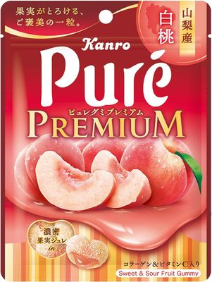 Kanro Pure Gummy Premium White Peaches from Yamanashi 2.9 oz (54 g) | Pack of 3 | Made in Japan | Japanese Gummy
