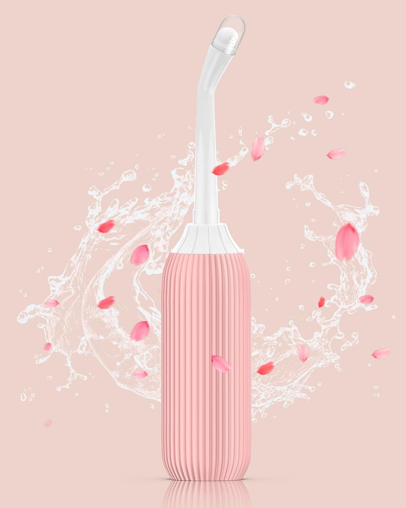 Electomania 500Ml Plastic Retractable Handheld Bidet Portable Of Antislip, Matt Finish, Bidet Angled Nozzle Spray With Travel Bag (Light Pink )