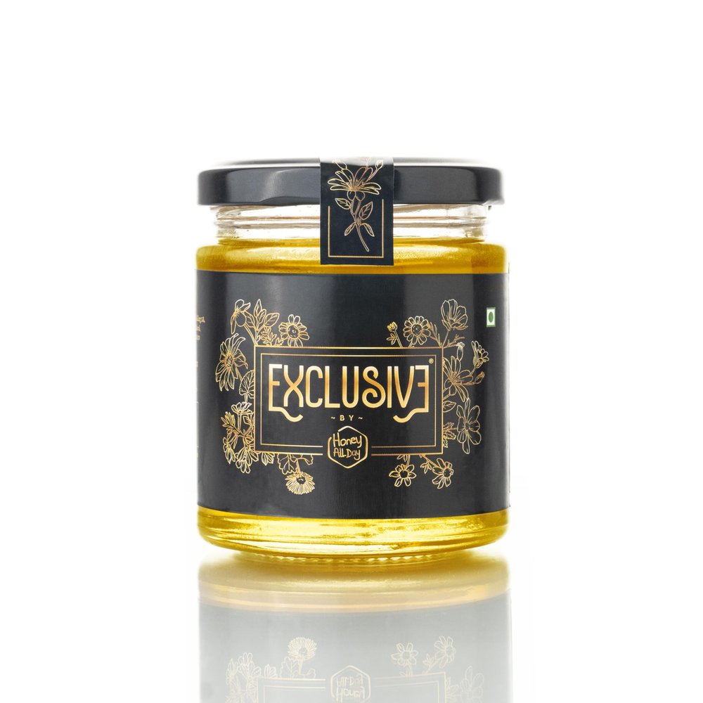 Honey All Day - Kashmir White Acacia Raw Honey | 100% Pure Natural, Cold Processed & Unprocessed Organic Honey | Ethically sourced from the forests of Kashmir | Honey in fresh | 100% Certified & Tested | Pack of 1 ( 200 gms)