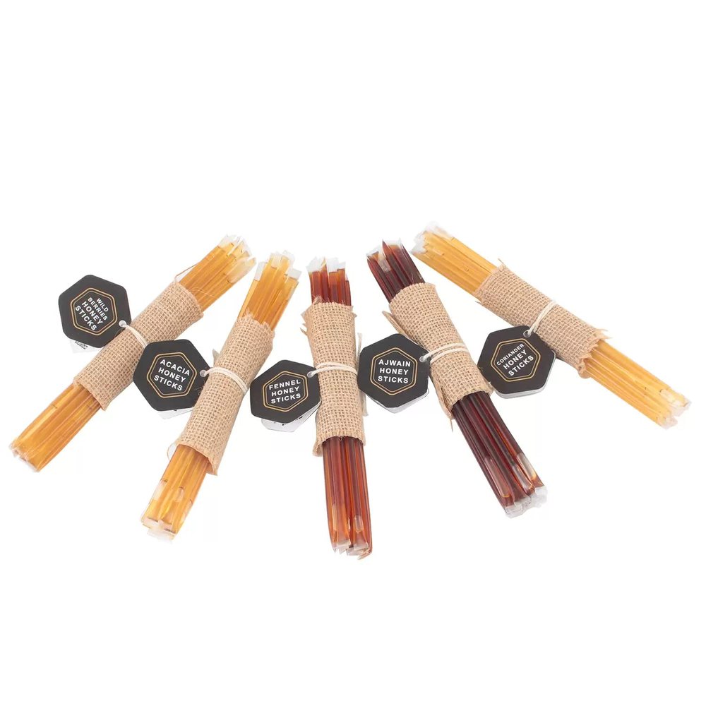 Honey Roots Organic Raw Honey Sticks - Pure, Natural, and Additive-Free - 5-Pack Combo Gift Box