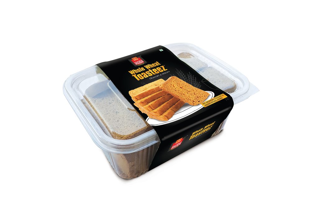 JAHAGIRDAR FOODS Whole Wheat Toast Breakfast Atta Baked Toast for Tea Time Snacks Diet Snacks (300g Pack of 2)