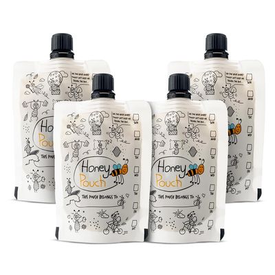 Honey All Day - Raw Honey Pouch Pack of 4 |100% Natural Cold Processed Organic Honey |Sourced from forests of Bengal |Fresh Honey |Immunity Booster |No Added Sugar 100% Certified & Tested (70 gm Each)