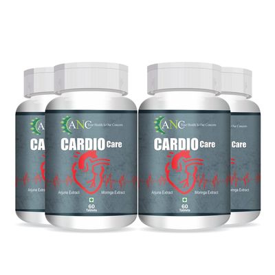 ANC Cardio Care Arjuna Extract & Moringa Extract for Heart Health & Cholesterol Control 60 Tablets for Men & Women (Pack of 4)