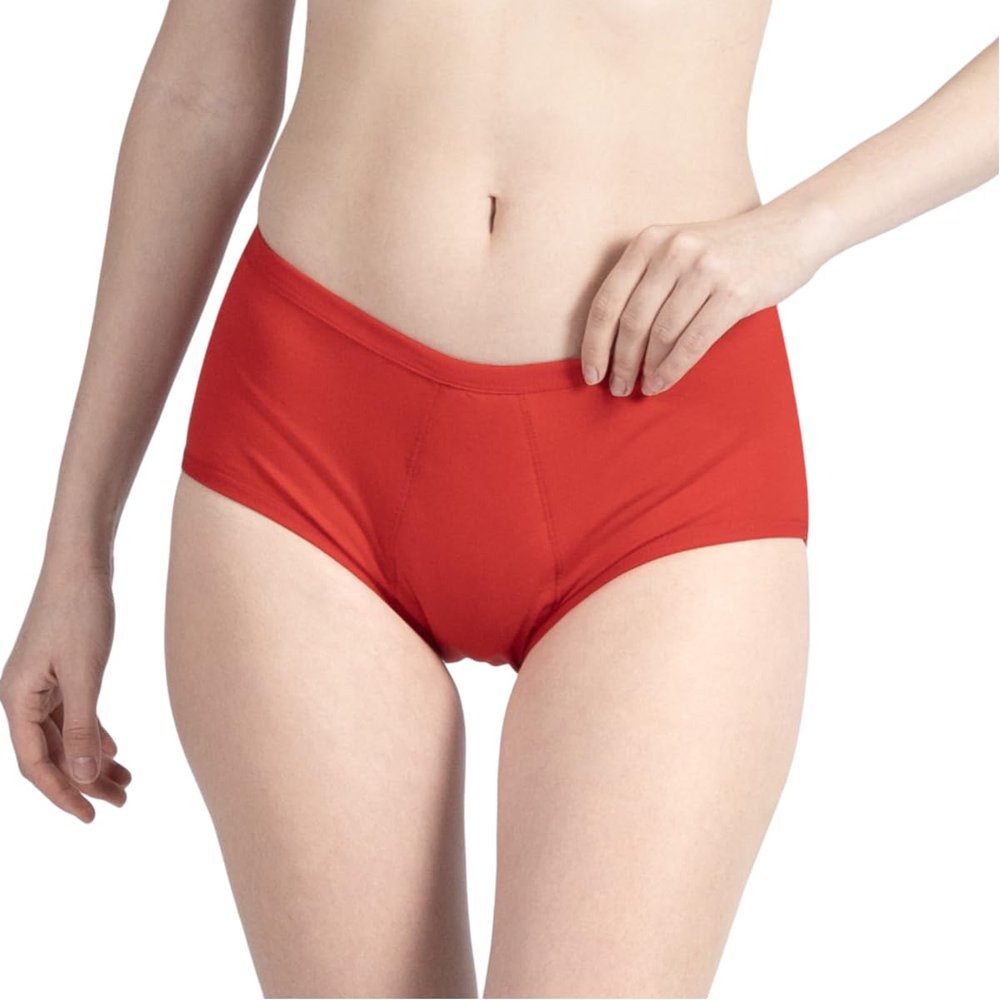 FabPad Women Reusable Leak Proof Period Panties Lasts for 3 Years Without Pads, Cups & Tampons (Pack of 1, Red, 3XL)
