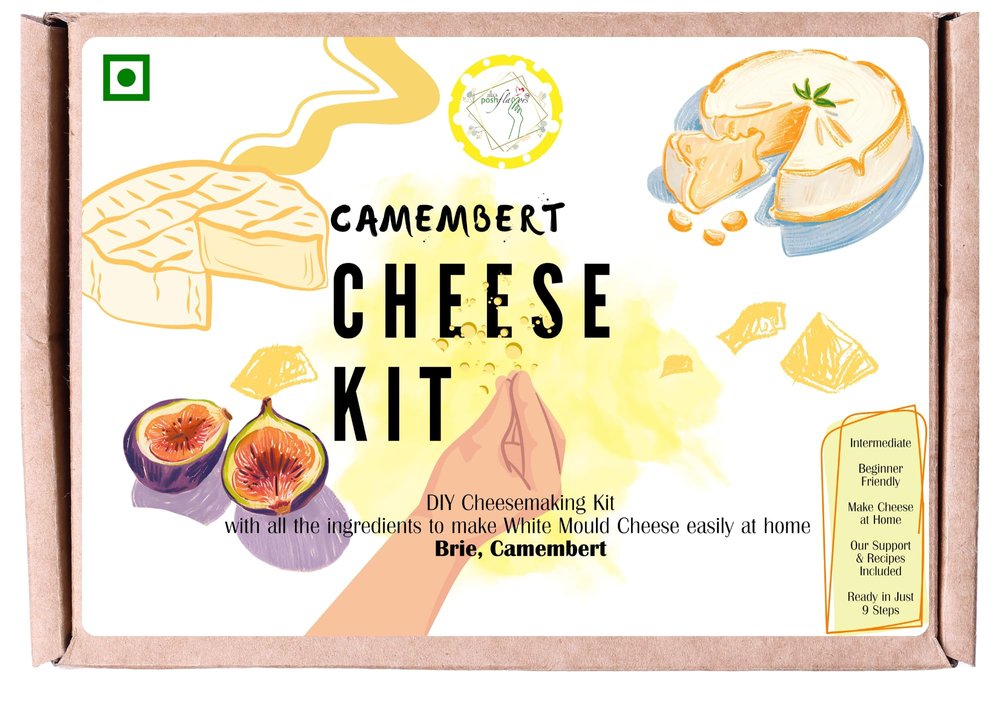 Alla's Posh Flavors White Mould Cheesemaking Kit | Makes about 4kg Brie Camembert Cheeses | Pure Vegetarian Ingredients | Instructions & Support Included (Kit)