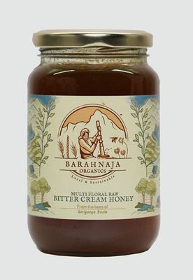 Barahnaja Organics Bitter Cream Honey Natural Honey Organic Honey | Unprocessed Unfiltered Unpasteurized | Single Origin No Additives - Ethically Sourced,450 Gm,1 Jar