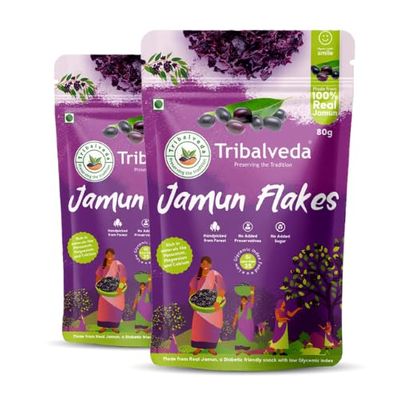 Tribalveda Whole Dried Jamun Flakes, Pack of 2 (80 gm each)