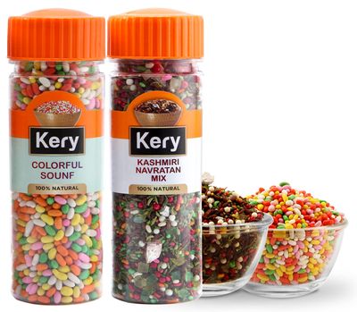 Kery Mukhwas Navaratan Mix & Coloured Saunf, 320g, 2 bottle