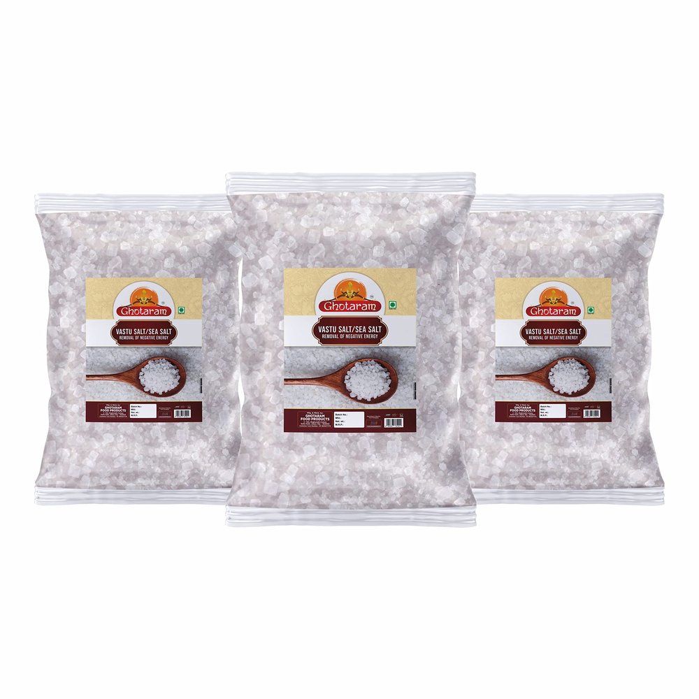GHOTARAM Diwali Sale Drishtwarti Sea Salt Crystal Salt Un-Filtered Sea Salt||Hand Cleaned Chemical Free Salt/Sabut Namak Rich In Minerals-1900GM*3Pack Great Indian Festival