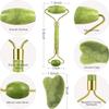 4beauty Therapy Jade Roller and Gua Sha Set for Beautiful Skin Detox - Facial Body Eyes Neck Massager Tool Reduce Wrinkles Aging - Original Natural Jade Stone view 3