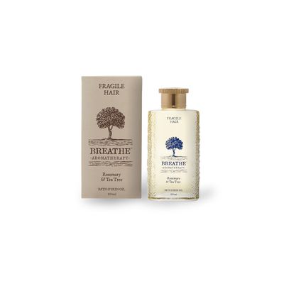 Breathe Aromatherapy Fragile Hair Massage Oil | Luxury Aromatherapy Hair Oils | Rosemary, Tea Tree & Indonesian Patchouli | Suitable for dry, chemically treated, flat, falling hair| Reinvigorates & Replenishes Hair | 100% Natural | Unisex | 100ml