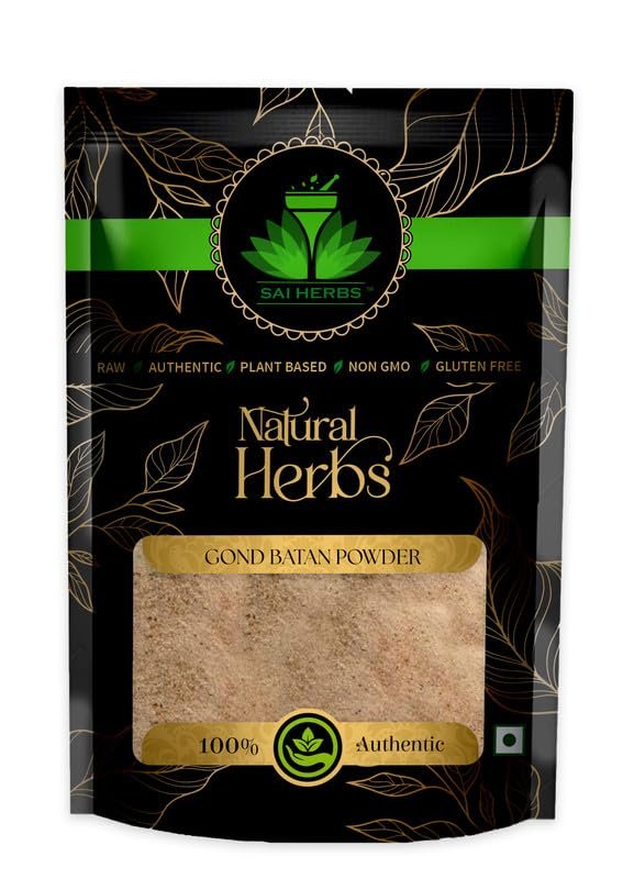 SAI HERBS Gond Batan Powder - Gond for Making Sweets - 100% Authentic Sourced from Forest - Pure & Natural (250 Grams)