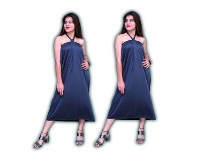 BIOWAY Femista 2pcs Multipurpose Reusable Waxing Facial Spa Massage Makeup Gown for Beauty Parlor, Salon, Spa & Personal (Maternity/Nightwear) Home use (Black, Satin)