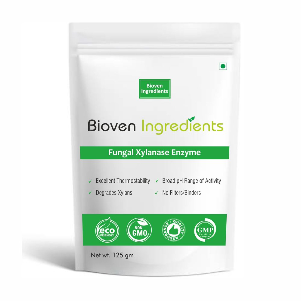 Bioven Ingredients Fungal Xylanase Enzyme Powder (gm, 125), Dietary Supplements/Food and Beverages, Broad pH Range of Activity, Excellent Thermostability, Degrades Xylans, No Filters/Binder