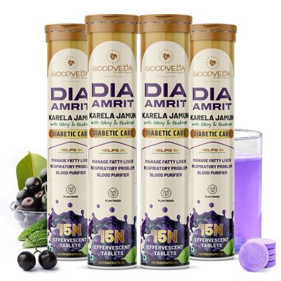 Goodveda Ayurvedic Karela Jamun Fizz - 60 Effervescent Tablets - Ayurvedic Blood Sugar Control - Improves Digestion, Metabolism, & Heart Health
