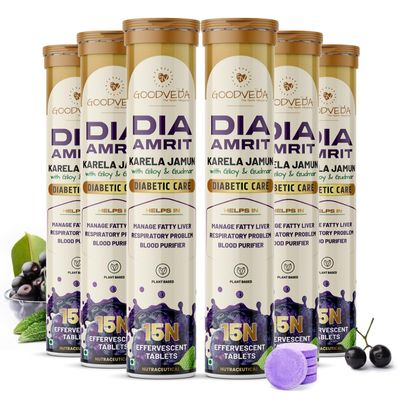 Goodveda Ayurvedic Karela Jamun Fizz - 90 Effervescent Tablets - Ayurvedic Blood Sugar Control - Improves Digestion, Metabolism, & Heart Health