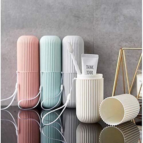 ARANKA Capsule Shape Travel Toothbrush Case Holder, Portable Toothbrush Storage Box, Plastic Toothbrush Storage Holder for Travel Bathroom Hiking Camping Pen Pencil Stationery Box (Pack of 2)