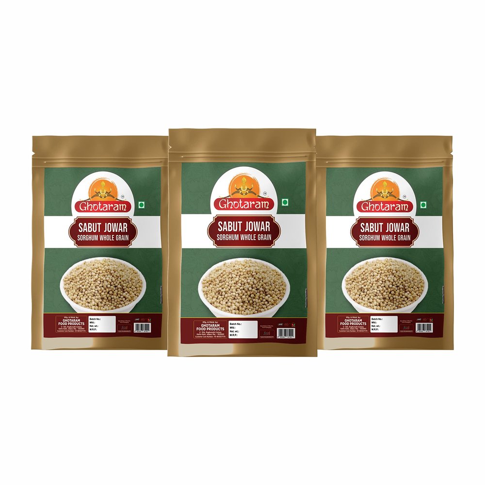 GHOTARAM Diwali Sale Full of Iron Rich Jowar/Buldhana Sorghum/Jowar/Imphee//Great Millet||Whole/Sabut Sorghum Granules Good for Bone-2940g(980g*3Pkt) Great Indian Festival