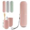 GEYNA Travel Toothbrush+Toothpaste+Make Up Brushes Case, Pink, Travel Case for Toothpaste. Toothbrush Or Makeup Brushes. Long 19.3cm view 1